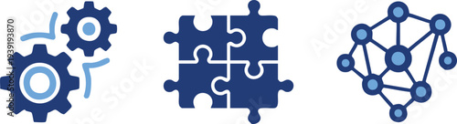 Set of 3 business process icons vector