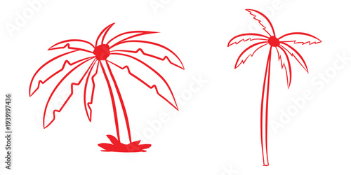 hand drawn palm tree icon vector, tropical palm tree hand drawn symbol vector art illustration
