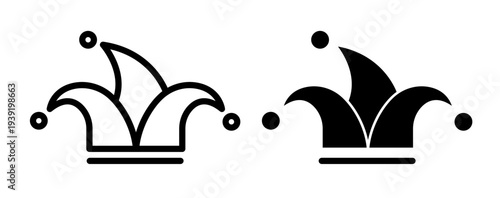 Jester hat icons pack. vector illustrations designs