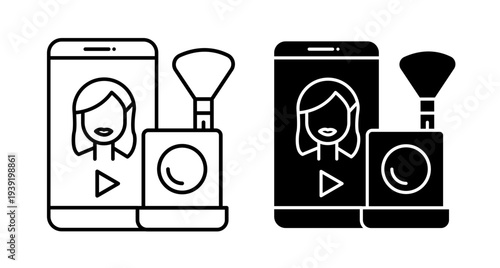 Makeup tutorial video icons pack. vector illustrations designs