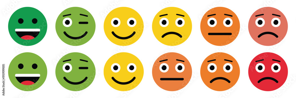 Ταπετσαρία Emoticons icons vector illustration, emoji faces flat style, happy smile neutral sad angry expressions, line smiley face symbols, emotion and mood graphic design