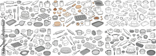 A vibrant collection of baking tools and ingredients, perfect for any baking enthusiast's kitchen.