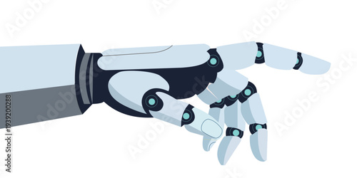 Futuristic robotic hand pointing gesture, artificial intelligence technology concept vector illustration