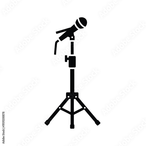 Black silhouette of a microphone on a stand