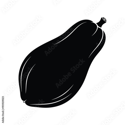 Black silhouette of a papaya fruit tropical exotic