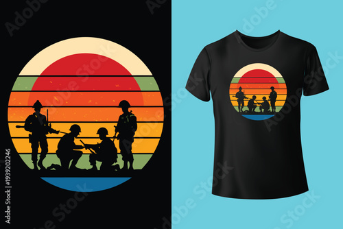 Fully editable vector illustration (Editable AI) and EPS outline Ultimate Soldier Courageous T shirt design an image suitable for t-shirt graphic, poster or print design, the package is 4500x5400px