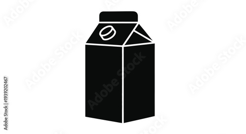 Simple black silhouette of a milk carton with a capped opening