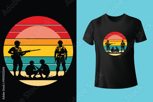 Fully editable vector illustration (Editable AI) and EPS outline Ultimate Soldier Courageous T shirt design an image suitable for t-shirt graphic, poster or print design, the package is 4500x5400px