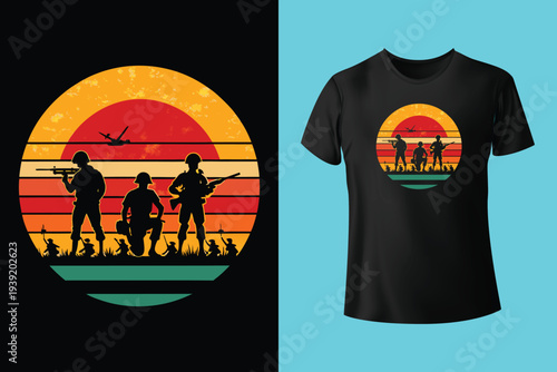 Fully editable vector illustration (Editable AI) and EPS outline Ultimate Soldier Courageous T shirt design an image suitable for t-shirt graphic, poster or print design, the package is 4500x5400px