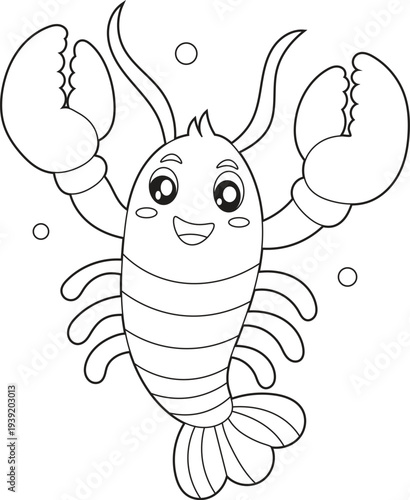 Wallpaper Mural Cute Lobster Coloring Page for Kids. Adorable Sea Creature with Claws and Bubbles. Simple Ocean Animal Line Art Printable Activity Sheet for Children. Torontodigital.ca