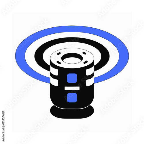 Smart home control hub flat vector, graphic illustration with a blue and black target design
