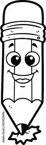 Vector cartoon smiling pencil character
