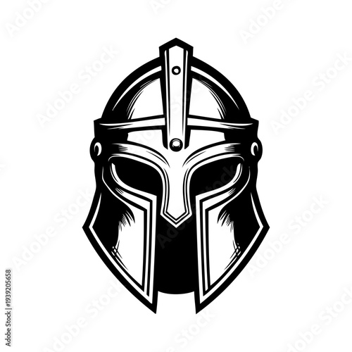 Logo casco de guerrero medieval. Icono con casco de caballero medieval