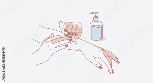 Woman applying hand sanitizer to her hands.