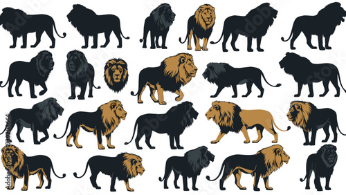 Majestic Lions: A Compilation of Powerful Feline Vector Silhouettes and Illustrations for Wildlife, Nature, and Design Projects with Regal Strength and Symbolic Representation