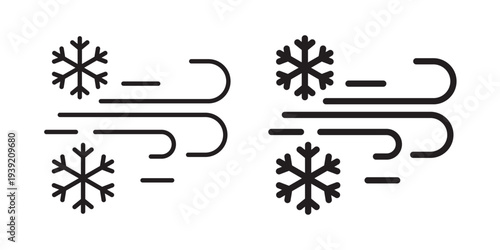 Snow blowing icon vector illustration designs pack. EPS10