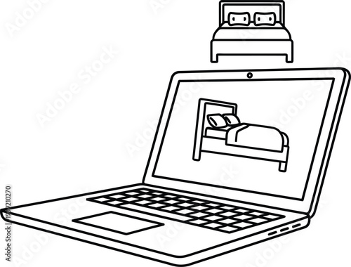 Laptop and bed illustration