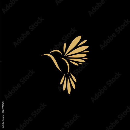 Hummingbird colibri abstract with solid color logo icon vector design illustration. Suitable for your design need, logo, illustration, animation, etc.