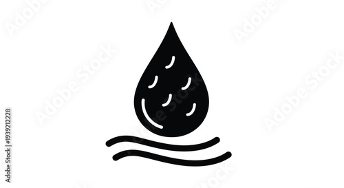 A black droplet with wavy lines below a striking silhouette