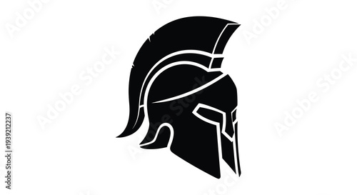 Ancient spartan helmet design in a striking black silhouette
