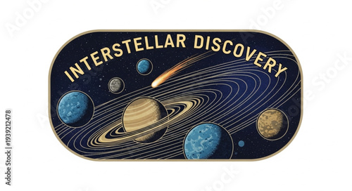 Interstellar Discovery Space Scene with Planets and Comet.