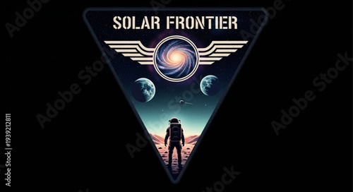 Astronaut standing on alien planet looking at galaxy.