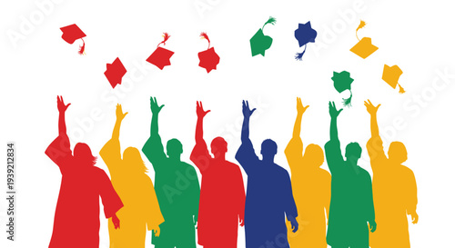 Graduates Throwing Caps in Celebration.