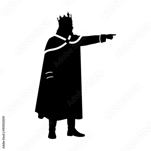 Silhouette of a King Pointing Forward.