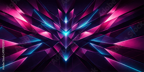 An abstract blue and purple fractal wallpaper features a glowing star pattern and neon light effects on a black backdrop for a colorful digital art design with motion