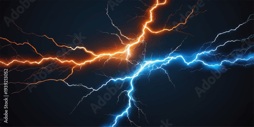 A powerful electric bolt of blue lightning flashes through the dark night sky during a dangerous thunderstorm, illustrating the raw energy and light of a natural strike