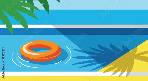 Orange Swimming Ring Floating on Water.