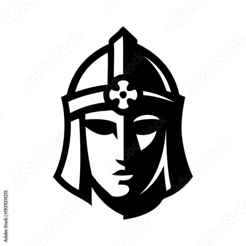 Logo guerrero medieval. Icono con caballero medieval con casco