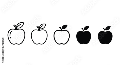 Five apples displayed in varying shades progressing to black silhouette
