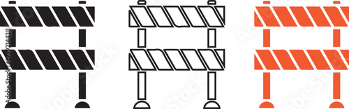 Road barrier icon set. Construction Barrier. Under construction highway restricted symbol. 