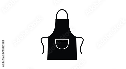 A simple black apron depicted as a flat graphic silhouette