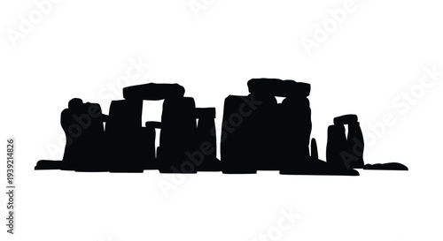 Stonehenge monument in a stark dramatic black silhouette