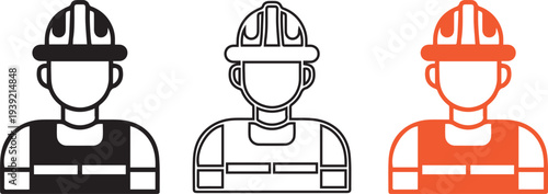 Labour day construction worker silhouette safety helmet icon  Vector