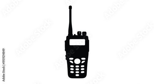 Black silhouette of a two way radio communication device silhouette