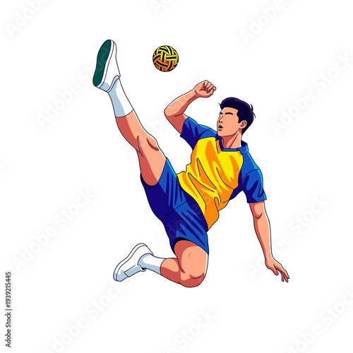 Sepak Takraw Athlete Kicking Ball in Mid-Air, Dynamic Action Shot