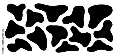 Abstract irregular organic set with black cute vector shape frame box. Hand drawn collage with abstract wavy background. Text rectangle banner with figure graphic shape