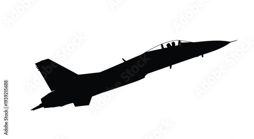 Silhouette of a modern fighter jet soaring through the sky