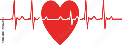 Red Heartbeat Pulse Line Illustration