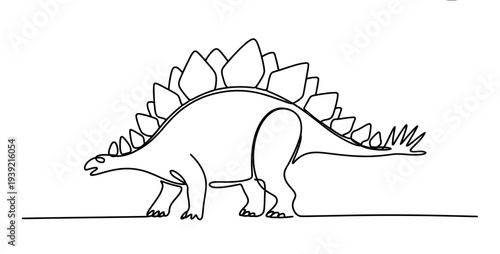 Stegosaurus Dinosaur Silhouette Line Art