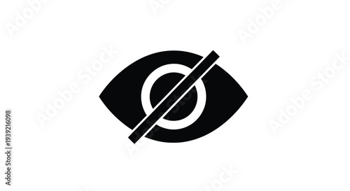 A stylized black eye with a slash indicating prohibition or censorship