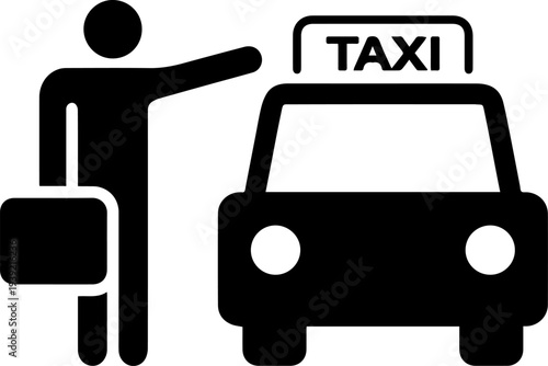 Taxi Service Travel and Urban Transportation Pictogram