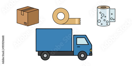 Logistics Truck with Packages Shipping Illustration