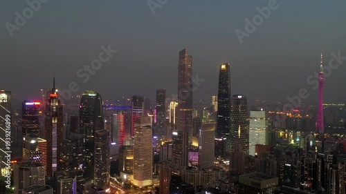 Wallpaper Mural Guangzhou Zhujiang Skyline at Twilight with Illuminated Skyscrapers Torontodigital.ca