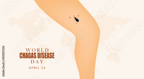 World Chagas Disease Day medical awareness showing insect bite infection vector poster