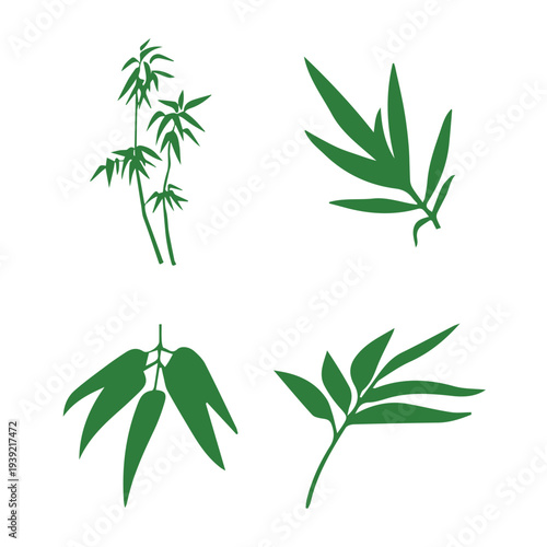 Set of green leaf icons. Leaves of trees and plants. Leaves icon. Collection green leaf. Elements design for natural, eco, bio, vegan labels. Vector