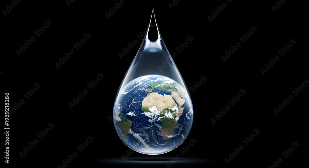 Obraz premium Earth encased in a water droplet